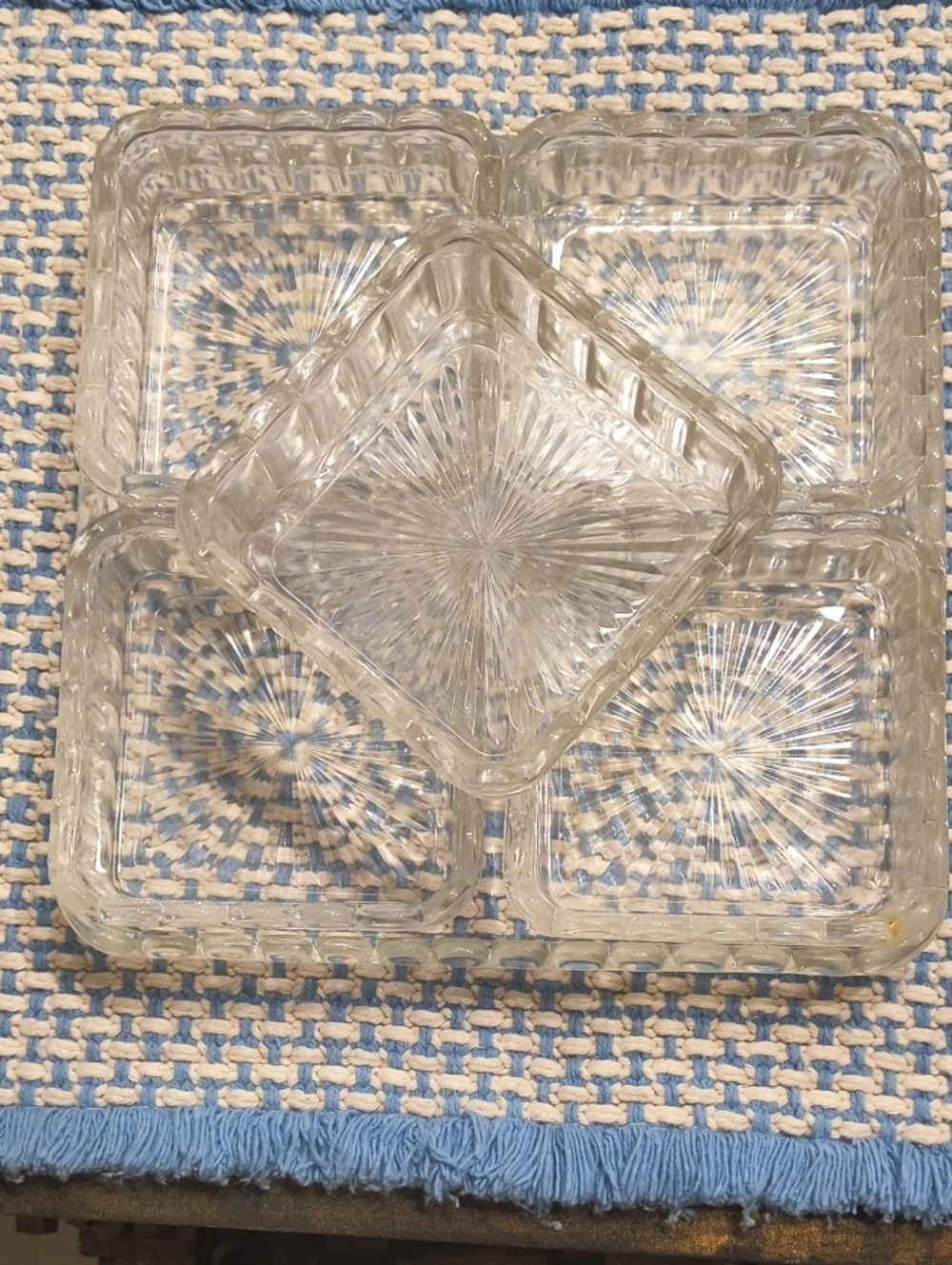 Vintage Depression Glass Separable Serving Relish Tray 8.5